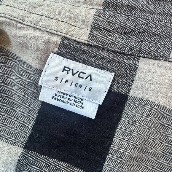 RVCA Buffalo Check Plaid Button Up Shirt Size Small - Picture 8 of 9
